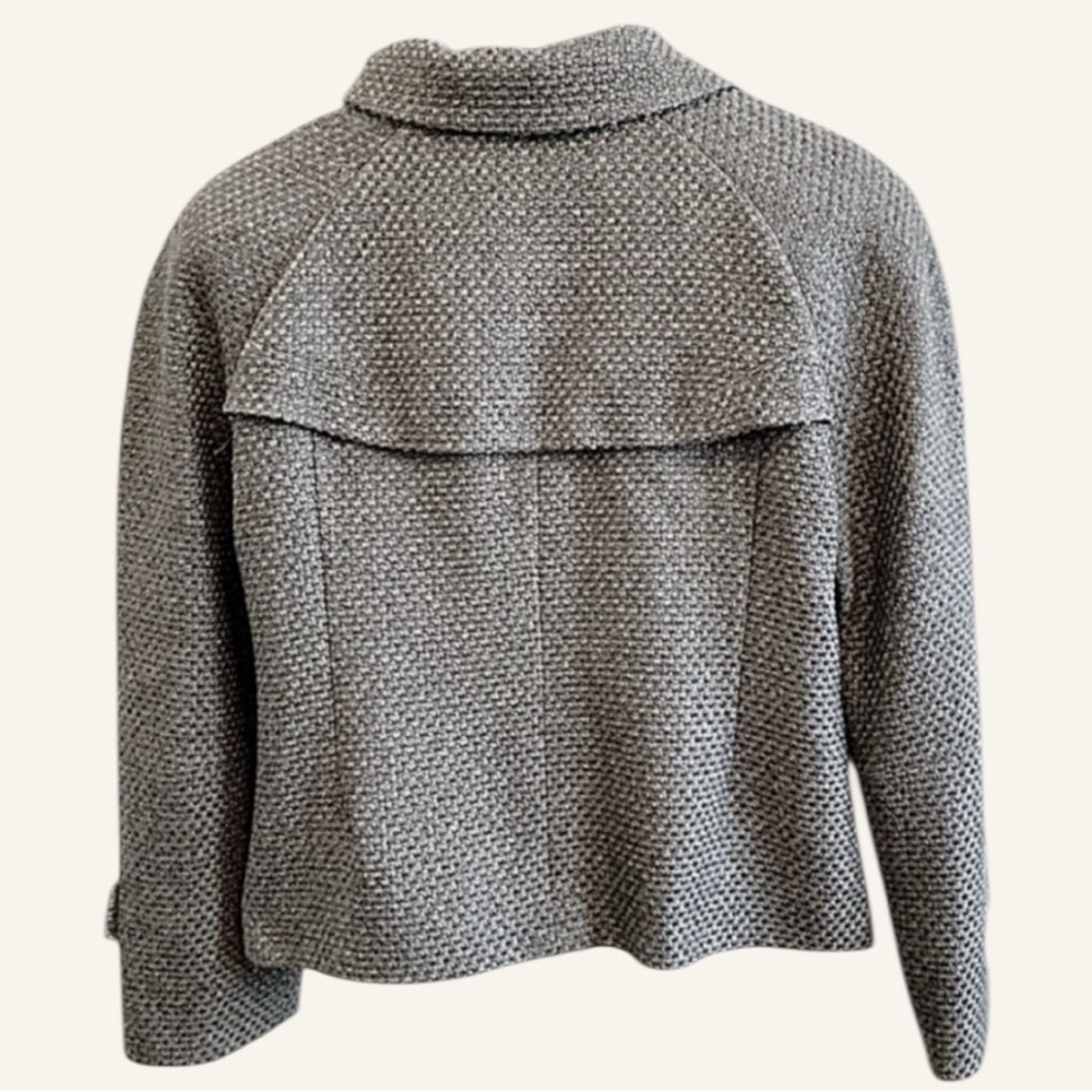 ✨ Jones New York Petite Bouclé Funnel-Neck Jacket – Silver Gray (4P) - Picture 3 of 7